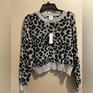 Women's Gray Leopard Print Sweater